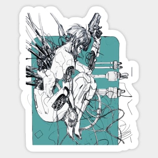 Cyberpunk Ghost Cyborg Girl Sticker